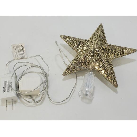 Wondershop Sequin Wrapped Star Tree Topper Gold LED lights - Picture 1 of 8